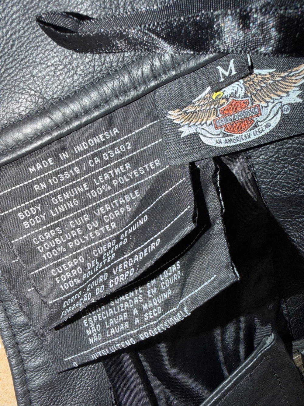 HARLEY DAVIDSON CHAPS Black Leather Size Medium Excellent Condition! - Picture 7 of 9